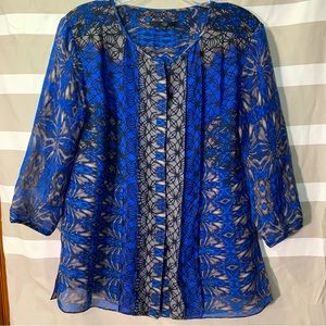 Tibi | Blue & Gray Silk Blouse